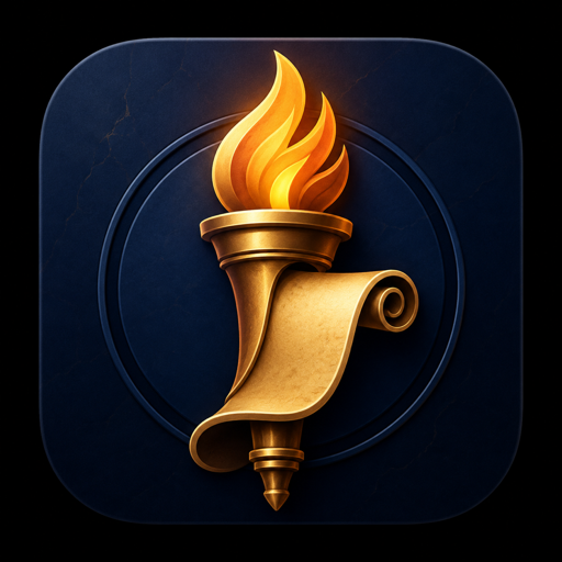 Learning Through Stories torch and scroll emblem